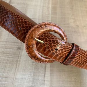 Vintage Brown Snakeskin leather belt size S-M small to medium